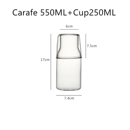 400/550ml Bedside Cold Kettle Glass Cup Set Heat-resistant Water Jug Milk Juice Cup Bedroom Nightstand Glass Mouthwash Bottle