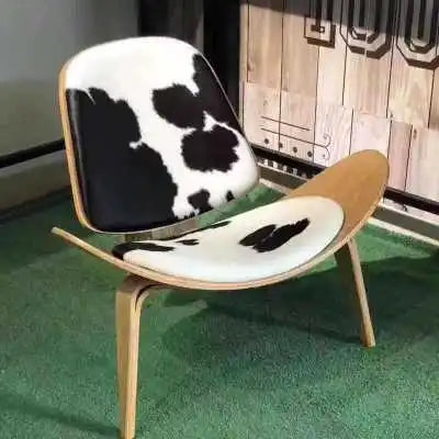 JOYLIVE Modern Lounge Three-Legged Shell Chair Ash Plywood Fabric Upholstery Living Room Furniture