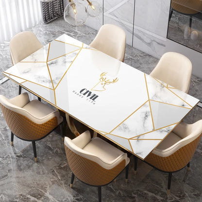 New Arrive Geometric Marble Elk PVC Waterproof Table Cloth Oil Table Cover Glass Soft Cloth Dining Table Mat Home Protection