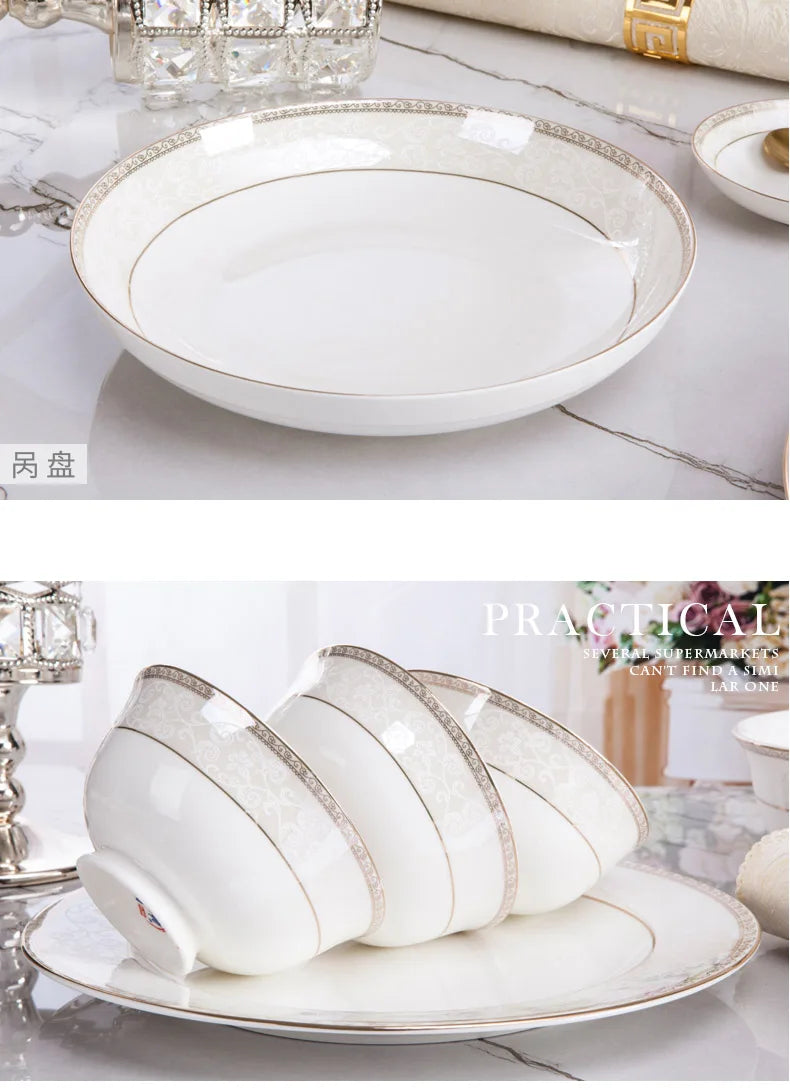 porcelain dinner set 60 pcs jingdezhen ceramics chinese dishes dishes set  Rice Bowl Salad Noodles Bowl Dinnerware Set Tableware