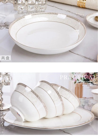 porcelain dinner set 60 pcs jingdezhen ceramics chinese dishes dishes set  Rice Bowl Salad Noodles Bowl Dinnerware Set Tableware