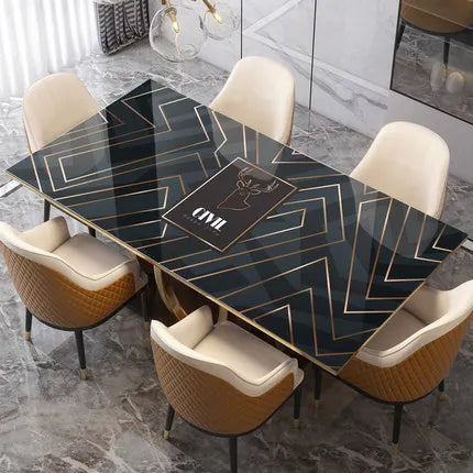 New Arrive Geometric Marble Elk PVC Waterproof Table Cloth Oil Table Cover Glass Soft Cloth Dining Table Mat Home Protection