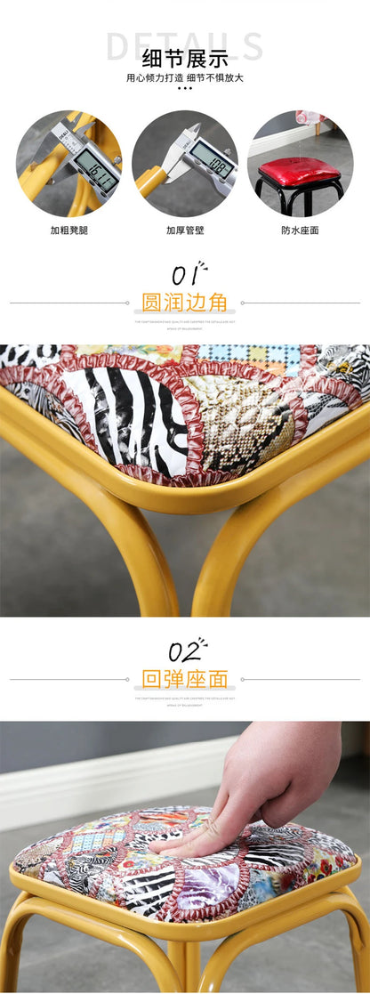 Modern Household Padded Stool Living Room Round Bench Coffee Table Step Stools Student Dormitory Solid Color Small Low Chairs