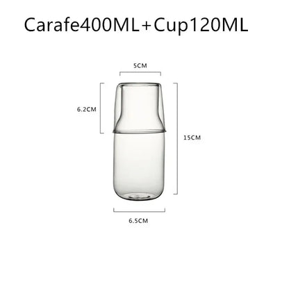 400/550ml Bedside Cold Kettle Glass Cup Set Heat-resistant Water Jug Milk Juice Cup Bedroom Nightstand Glass Mouthwash Bottle