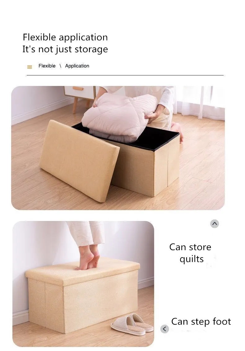 Multifunctional Household Storage Stool Fashion Chair Living Room Ottoman Padded Stools Home Furniture Solid Color Sofa Chair