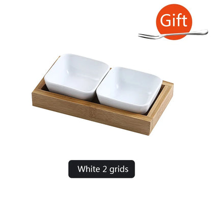 Creative Ceramic Grid Fruit Snack Plates Set For Food Japanese INS Tableware With Tray Serving Dishes Home Fruit Bowl Snack Tray