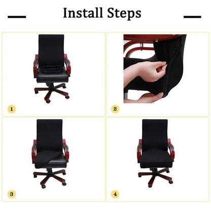 Plus Size Office Chair Covers Computer Universal Stretch Boss Chair Cover Modern High Back Rotating Lift Arm Chair Cover