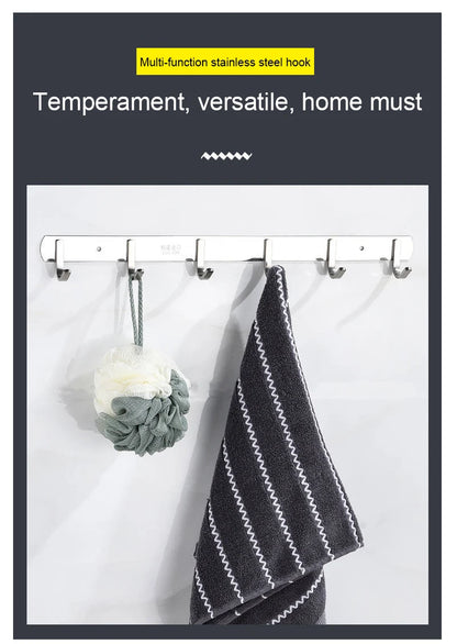 304 Stainless Steel Hook Punch-free Hooks Bathroom Towel Hook Strong Seamless Kitchen Hooks Metal Storage Rack Organizer WB 083