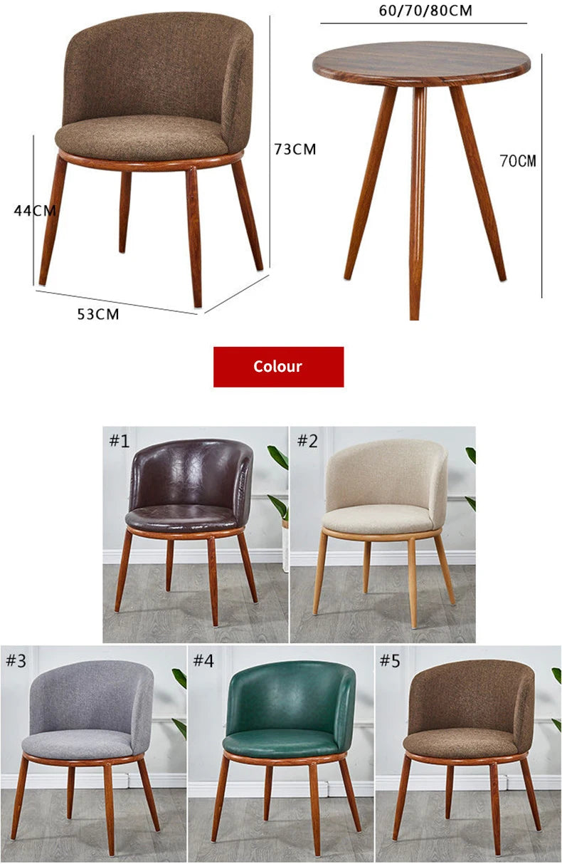 Dining Room Chairs Nordic Style Dining Table With Chairs Set Furniture Cotton Linen Solid Wood Hotel Kitchen Restaurant Stool