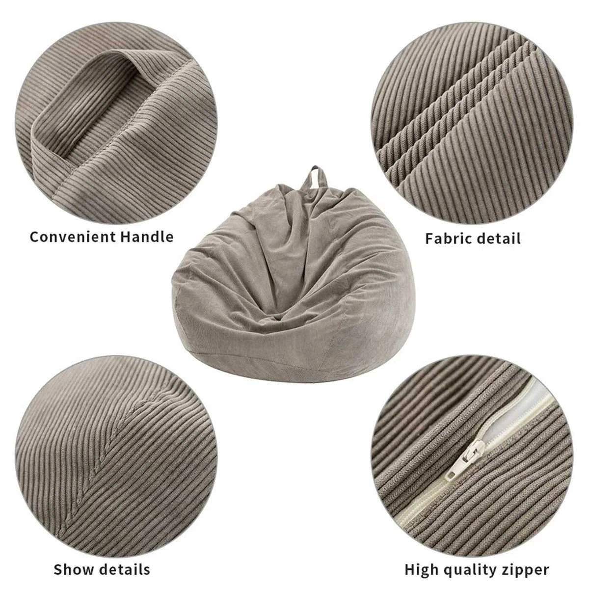 10 Color Lazy Sofas Cover Chairs big with Inner Liner Warm Corduroy Lounger Seat Bean Bag Pouf Puff Couch Tatami Living Room