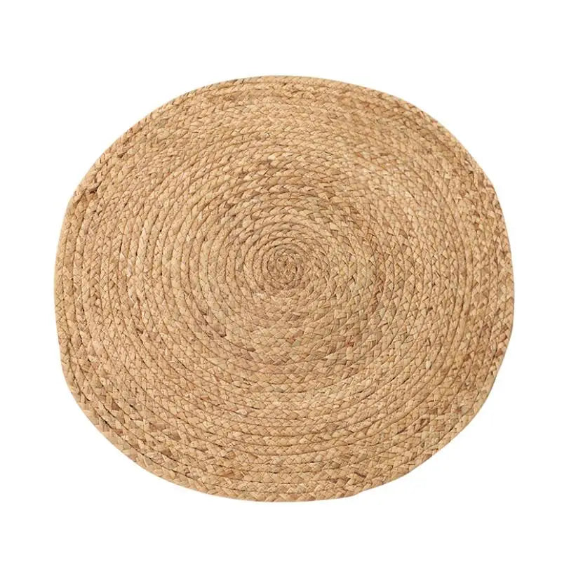 Natural Jute Japanese Creative Round Style Carpet For Living Room Hand-Made Rattan Grass Rugs Sofa Mats for Bedroom Chair Sofa