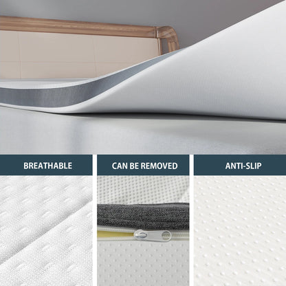 Premium Memory Foam Mattress Toppers with Zipper Bamboo Cover Soft Gel Foam Bed King Queen Twin FUll Size Mattress Help Sleep