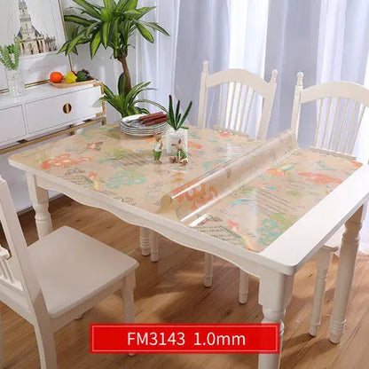 Hot Sale Black Flower Branch PVC Table Mat For Kitchen Dining Table 1.0mm Thick Oilproof Table Covers Protector Desk