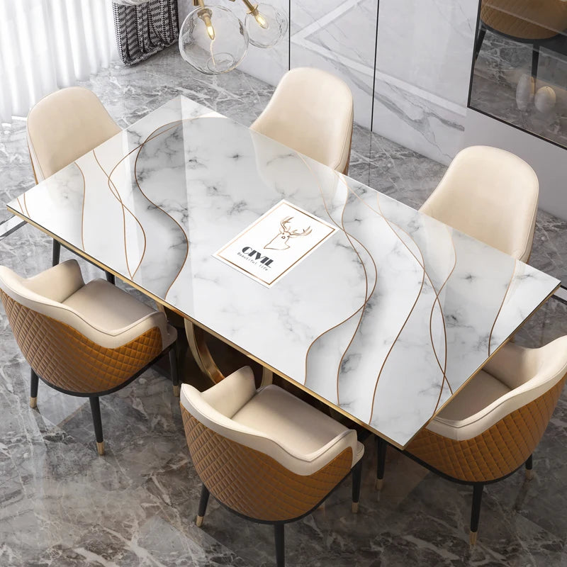 New Arrive Geometric Marble Elk PVC Waterproof Table Cloth Oil Table Cover Glass Soft Cloth Dining Table Mat Home Protection