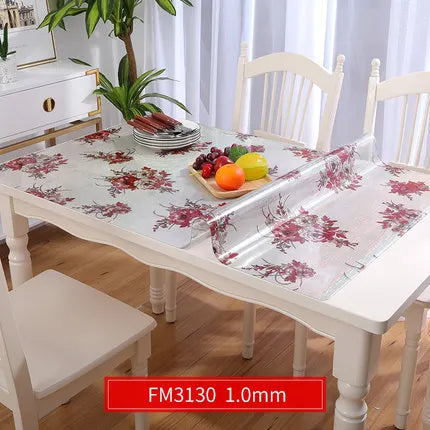 Hot Sale Black Flower Branch PVC Table Mat For Kitchen Dining Table 1.0mm Thick Oilproof Table Covers Protector Desk