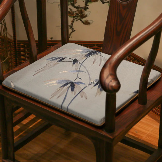 Bamboo Embroidered Chinese Style Office Chair Cushion Cotton Linen High Qualtity Non-slip Home Decoration Seat Cushion