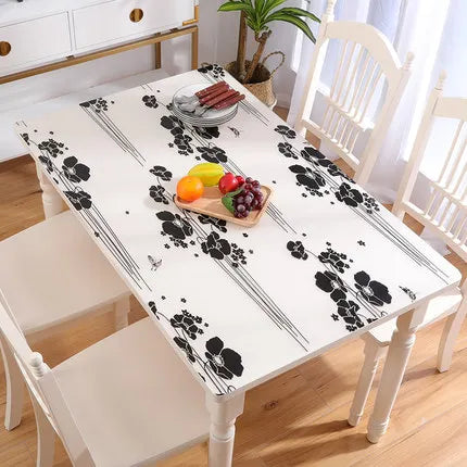 Hot Sale Black Flower Branch PVC Table Mat For Kitchen Dining Table 1.0mm Thick Oilproof Table Covers Protector Desk