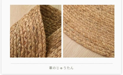 Natural Jute Japanese Creative Round Style Carpet For Living Room Hand-Made Rattan Grass Rugs Sofa Mats for Bedroom Chair Sofa