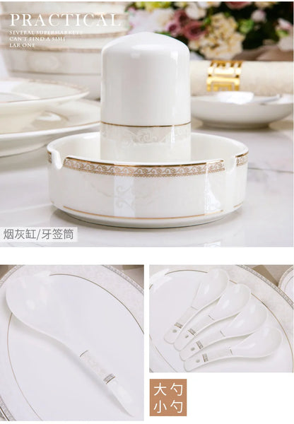 porcelain dinner set 60 pcs jingdezhen ceramics chinese dishes dishes set  Rice Bowl Salad Noodles Bowl Dinnerware Set Tableware