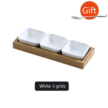 Creative Ceramic Grid Fruit Snack Plates Set For Food Japanese INS Tableware With Tray Serving Dishes Home Fruit Bowl Snack Tray