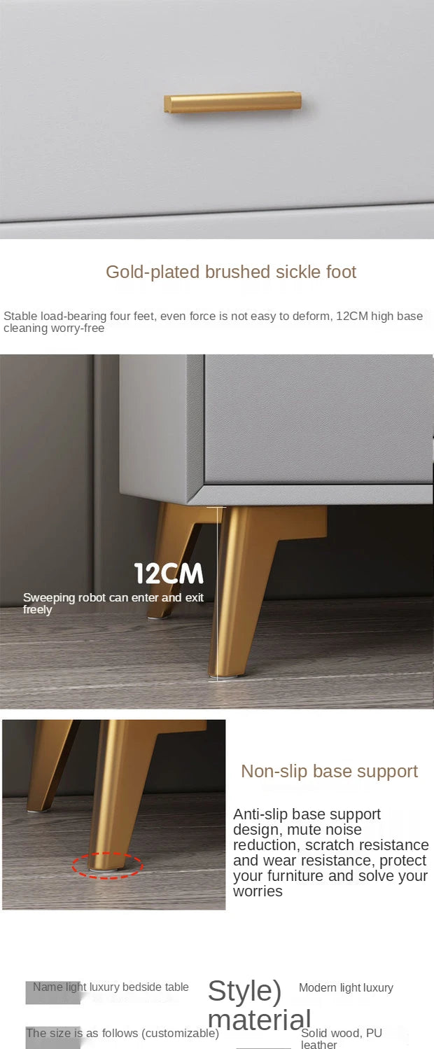 Bedside Table Modern Minimalist Ultra-narrow Light Luxury Simple Free Installation Bedroom Mini Furniture Small Shelf Cabinet
