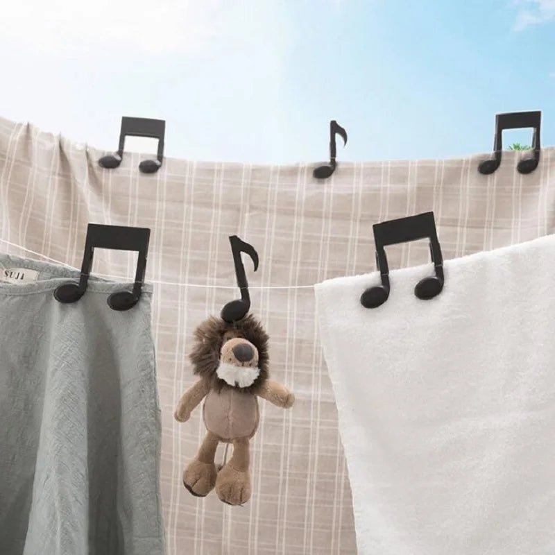 Single Double Music Notes Sock Clips Bag  Clamp Cloth Dry Storage Hanger Lingerie Hooks  Hat Underwear  HK-40