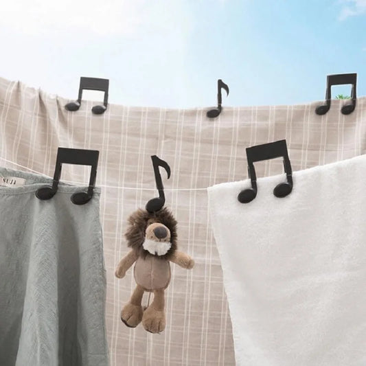 Single Double Music Notes Sock Clips Bag  Clamp Cloth Dry Storage Hanger Lingerie Hooks  Hat Underwear  HK-40