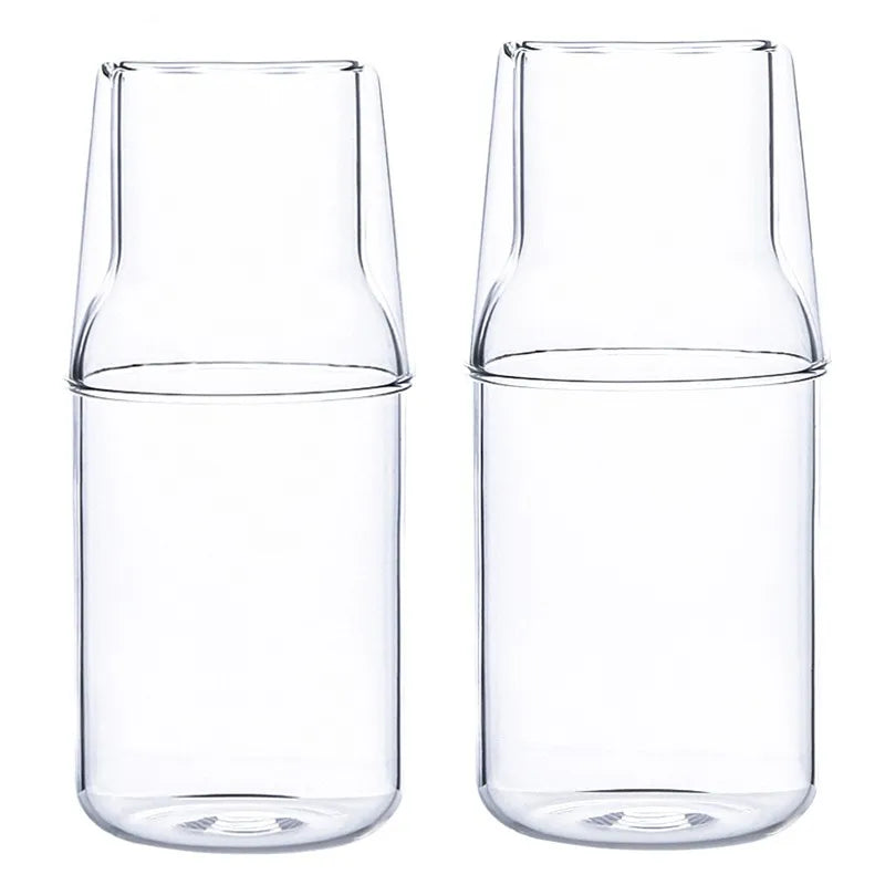 400/550ml Bedside Cold Kettle Glass Cup Set Heat-resistant Water Jug Milk Juice Cup Bedroom Nightstand Glass Mouthwash Bottle