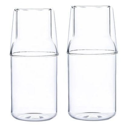 400/550ml Bedside Cold Kettle Glass Cup Set Heat-resistant Water Jug Milk Juice Cup Bedroom Nightstand Glass Mouthwash Bottle