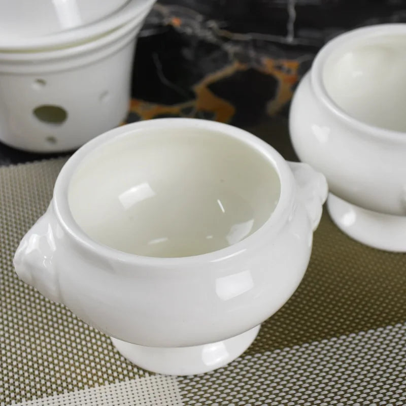 Hotel ceramic tableware  French pastry baking cup soup in a cup nest bowl with cover stew soup dessert