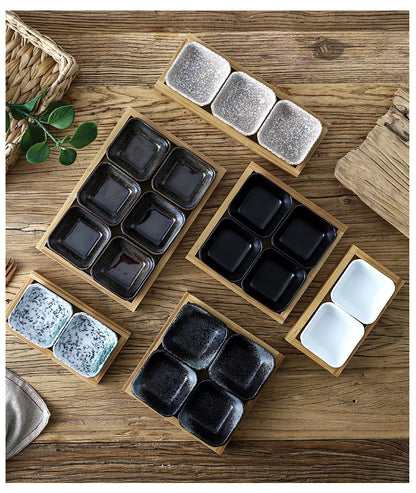 Creative Ceramic Grid Fruit Snack Plates Set For Food Japanese INS Tableware With Tray Serving Dishes Home Fruit Bowl Snack Tray