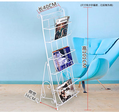 Creative Landing Europe Type Magazine Rack Newspaper Stand Shelf Wrought Iron Creative Advertising Display Shelves 101x40x30cm