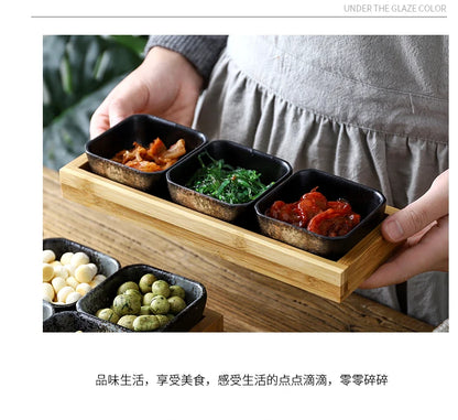 Creative Ceramic Grid Fruit Snack Plates Set For Food Japanese INS Tableware With Tray Serving Dishes Home Fruit Bowl Snack Tray