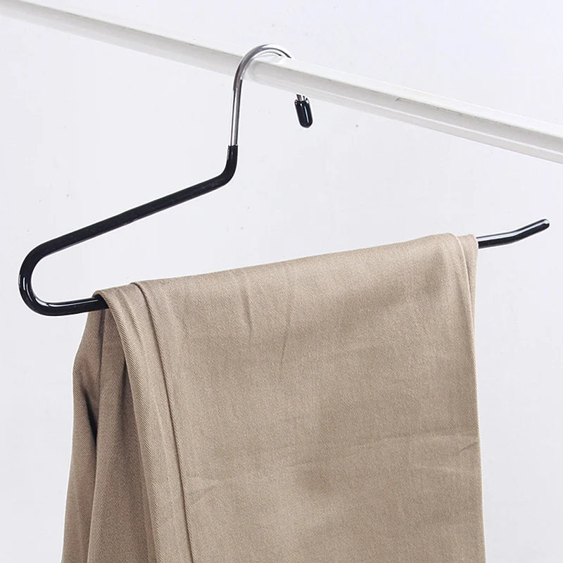 Sainwin 5pcs/lot 35cm Hight Quality Metal Dip Hanger Pants Single Double Layer Slip-resistant Hangers For Clothes Racks