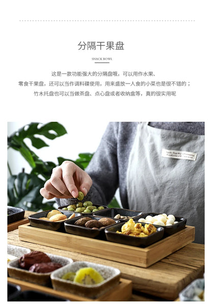 Creative Ceramic Grid Fruit Snack Plates Set For Food Japanese INS Tableware With Tray Serving Dishes Home Fruit Bowl Snack Tray