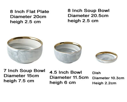 6 People eat marble ceramic dinner dishes and plates sets dinnerware sets tableware посуда набор посуды на 6 персон посуда