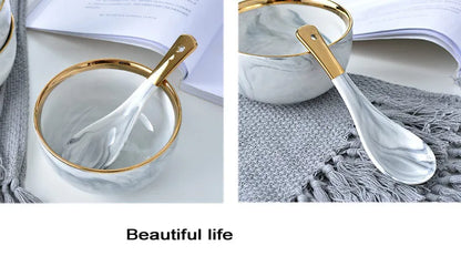 6 People eat marble ceramic dinner dishes and plates sets dinnerware sets tableware посуда набор посуды на 6 персон посуда