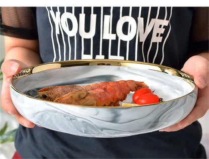 6 People eat marble ceramic dinner dishes and plates sets dinnerware sets tableware посуда набор посуды на 6 персон посуда