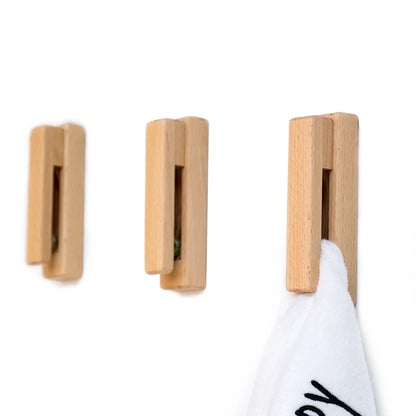 Natural Wooden towel Hooks Wall Mounted Vintage Single Organizer Hangers, Handmade Craft towel holder Rack