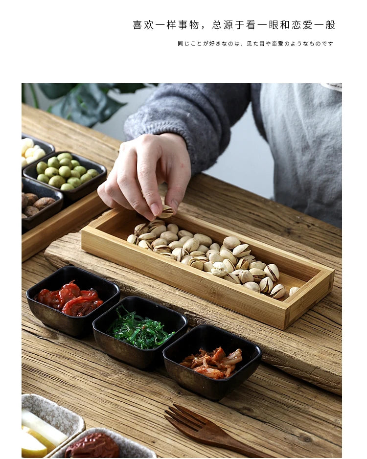 Creative Ceramic Grid Fruit Snack Plates Set For Food Japanese INS Tableware With Tray Serving Dishes Home Fruit Bowl Snack Tray