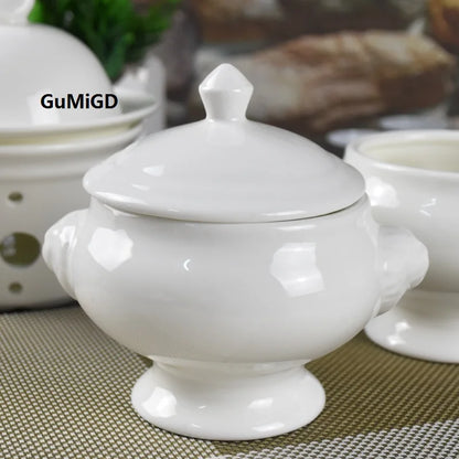 Hotel ceramic tableware  French pastry baking cup soup in a cup nest bowl with cover stew soup dessert