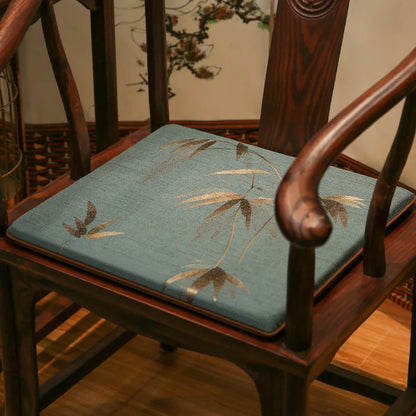 Bamboo Embroidered Chinese Style Office Chair Cushion Cotton Linen High Qualtity Non-slip Home Decoration Seat Cushion