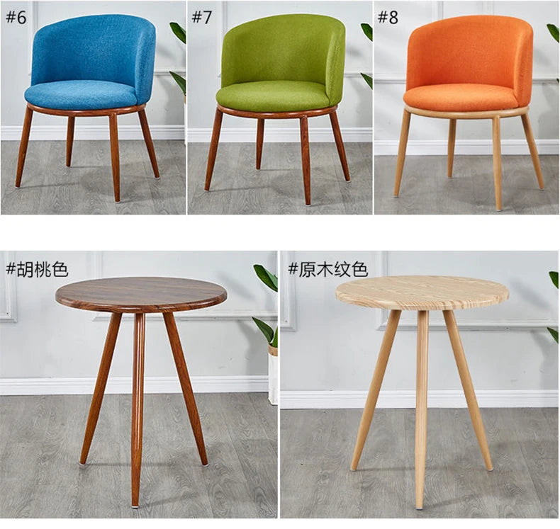 Dining Room Chairs Nordic Style Dining Table With Chairs Set Furniture Cotton Linen Solid Wood Hotel Kitchen Restaurant Stool