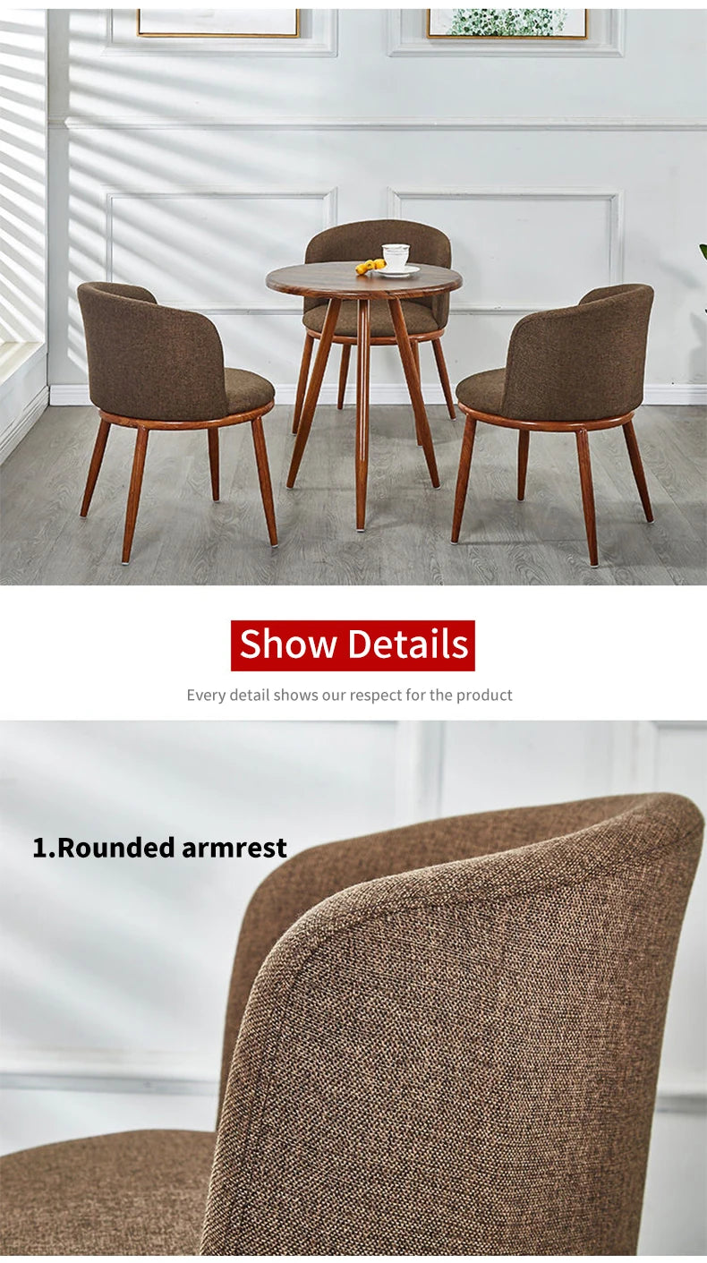 Dining Room Chairs Nordic Style Dining Table With Chairs Set Furniture Cotton Linen Solid Wood Hotel Kitchen Restaurant Stool