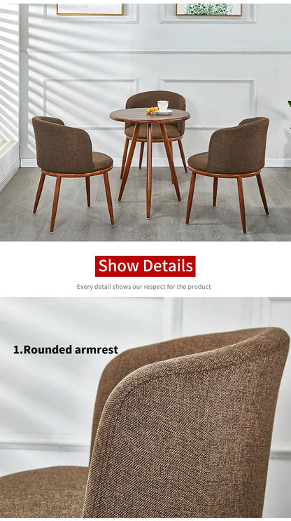 Dining Room Chairs Nordic Style Dining Table With Chairs Set Furniture Cotton Linen Solid Wood Hotel Kitchen Restaurant Stool