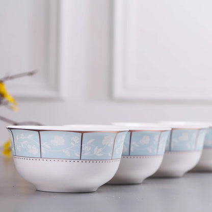10pcs/set Chinese Dining Room Ceramic Tableware  4.5*inch Deep Jingdezhen Bone China Porcelain Dinnerware Rice bowl ceramic bowl