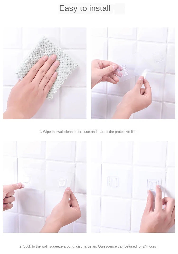 1PCS Double-sided Adhesive Wall Hook Wall Hook Hanger Strong Transparent Suction Cup Wall Storage Shelf for Kitchen Bathroom