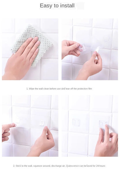 1PCS Double-sided Adhesive Wall Hook Wall Hook Hanger Strong Transparent Suction Cup Wall Storage Shelf for Kitchen Bathroom