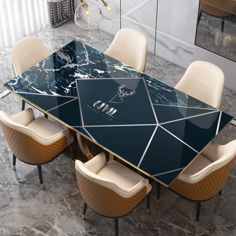 New Arrive Geometric Marble Elk PVC Waterproof Table Cloth Oil Table Cover Glass Soft Cloth Dining Table Mat Home Protection