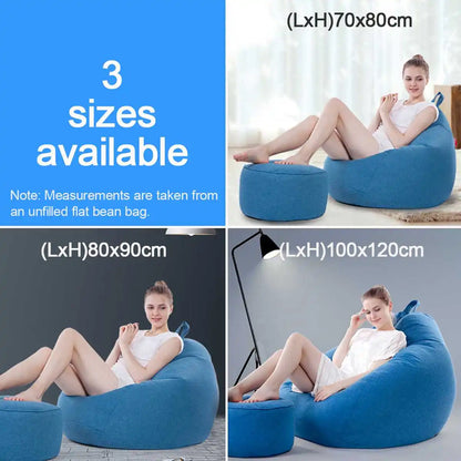 Large Small Lazy BeanBag Sofas Cover Chairs without Filler Linen Cloth Lounger Seat Bean Bag Pouf Puff Couch Tatami Living Room